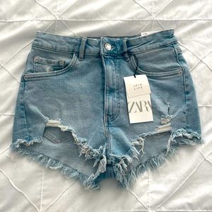 Zara high rise denim shorts